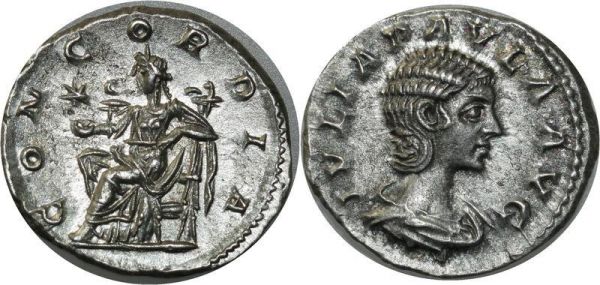 Roman Empire Very Rare Iulia Paula 220 Denar Denier Concordia UNC A GEM  