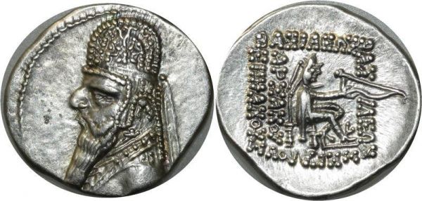 Greek coin Rare Parthia Parthian Mithradates II 121-91 BC Silver Drachm Rhagai Silver