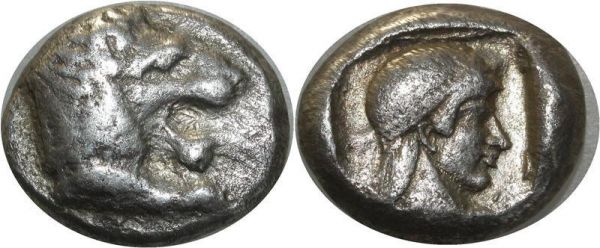 Greek coin Turkey Very Scarce R2 Carie Cnide c.465-449 AC Drachme Aphrodite Silver