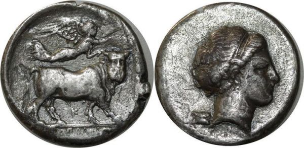 Greek coin Very Rare Campania Neapolis Circa 320-300 BC didrachm nos Parthenope