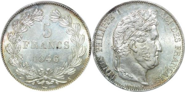 LAST CHANCE France 5 Francs Louis Philippe I 1846 A Paris PCGS MS62