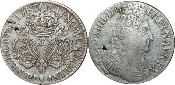France Rarissime R4 Ecu Louis XIV 3 Couronnes 1713 CC Besançon Argent Silver