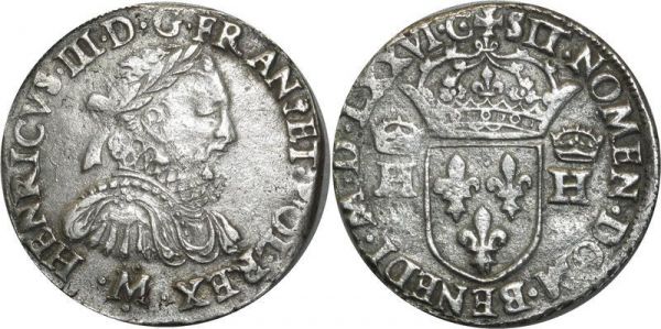 France Rarissime Teston Henri III au col fraisé 1576 M Toulouse 