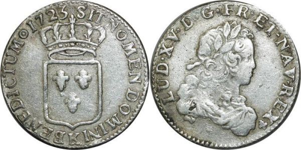 France Very Rare 1/3 Ecu de France Louis XV 1723 K BOrdeaux Argent Silver