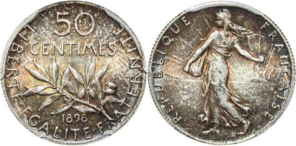 LAST CHANCE France 50 Centimes Semeuse 1898 PCGS MS64