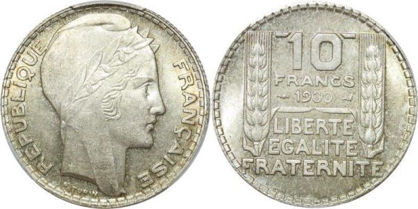 LAST CHANCE France 10 Francs Turin 1930 PCGS MS64