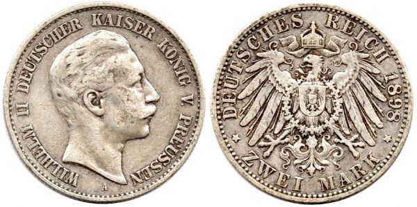 Prussia 2 Mark 1898 A Berlin VF