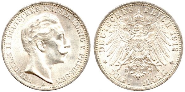 Prussia 3 Mark 1912 A Berlin UNC