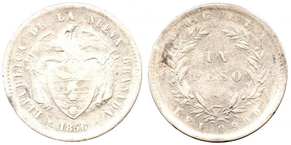 1 Peso 1856, Nueva Granada VF