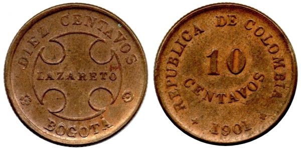 10 Centavos 1901 LAZARETO AU