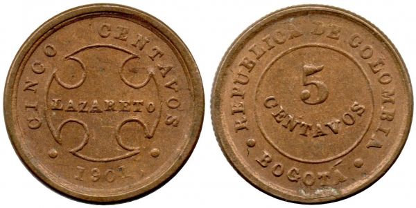 5 Centavos 1901 LAZARETO AU