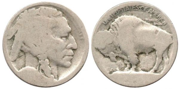 5 Cents 1913 D Type 1 on Mound, Date worn