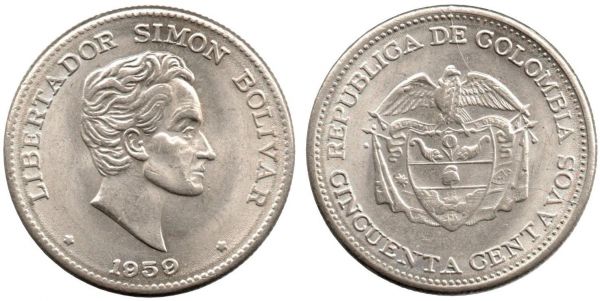 50 Centavos 1959 Bogota UNC