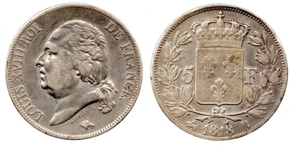 5 Francs 1818 B Strasbourg 