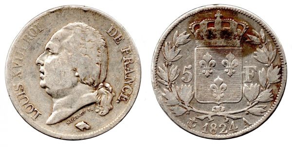 5 Francs 1824 A Paris