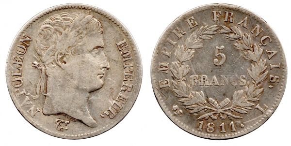 5 Francs 1811 L Bayonne Napoleon I