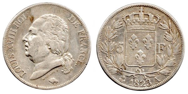 5 Francs 1823 A Paris