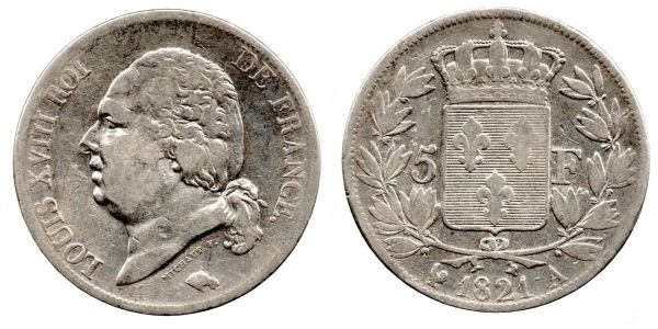 5 Francs 1821 A Paris