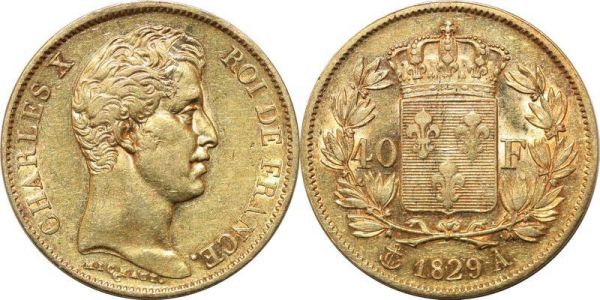 France 40 Francs Charles X 1829 A Paris Or Gold 