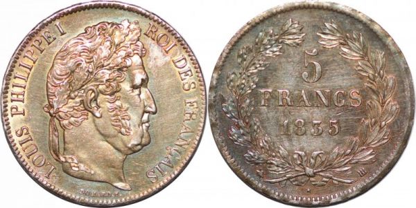 France 5 Francs Louis Philippe 1835 BB Argent
