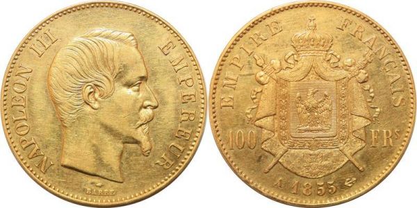 France 100 Francs Napoléon III 1855 A Paris Or Gold SUP 
