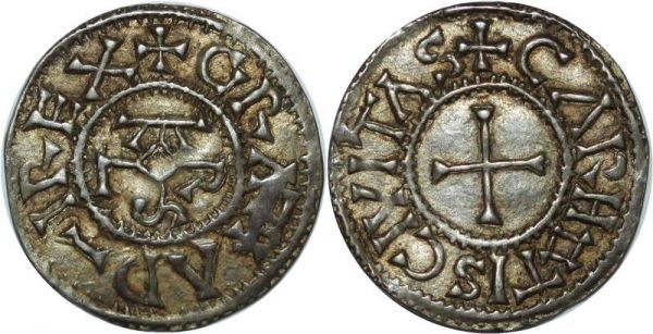 France  Denier Charles II le chauve 840 - 875 Char Argent Silver