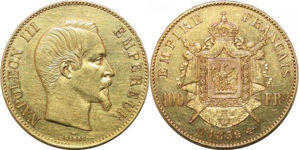 France 100 Francs Napoléon III 1859 A Paris Or Gold