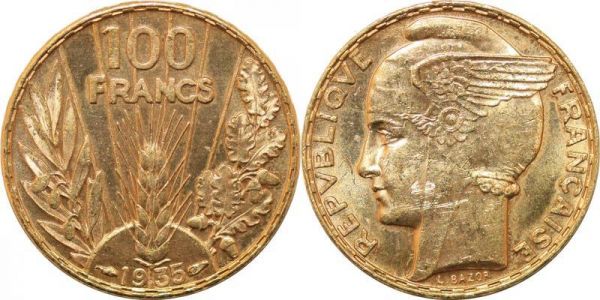 France 100 Francs Bazor 1935 Or Gold 