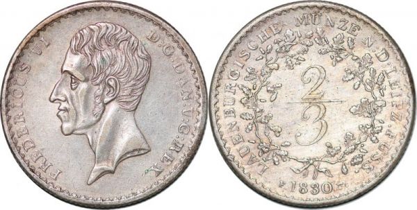 Germany Lauenburg Friedrich VI 1808-1839 2/3 Thaler 1830 Silver