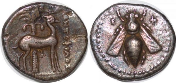 Greek coin IONIE EPHESOS  Drachme Phanes 625 - 600 E-Φ EKATOKLHS Silver