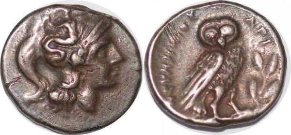 Greek coin Calabria Tarentum 280 272 BC Athèna Owl API VF Silver