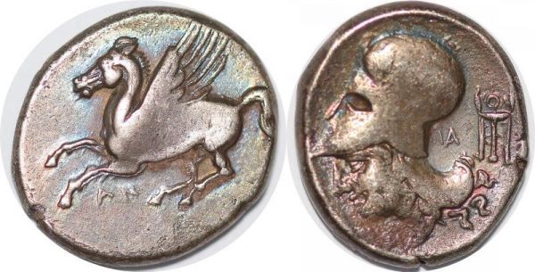 Greek coin Acarnanie Anactorium Statère/Didrachm Pegase Athena armet colonne coin