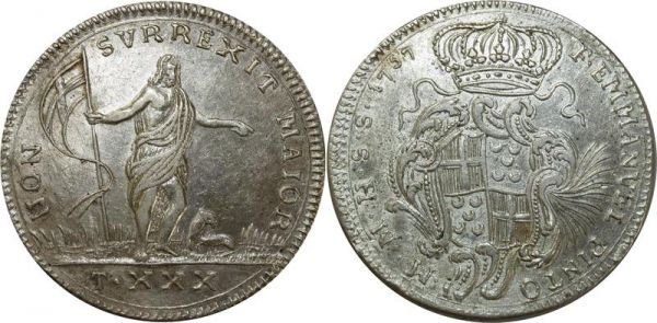 Malta 30 Tari 1757 Emmanuel Pinto denseca 1741 - 1773 Silver 