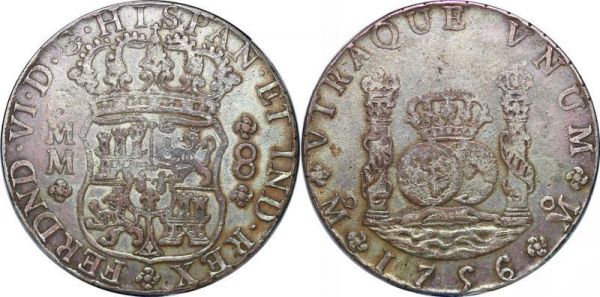 Mexico 8 Réales Ferdinand VI 1756 MM Silver 