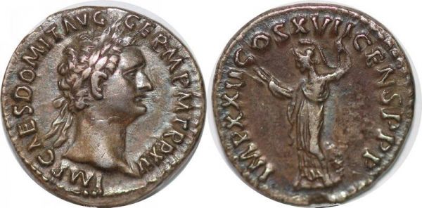 Roman coin Denier Domitian 81 - 96 IMP XXII COS XVII CENS P P P 