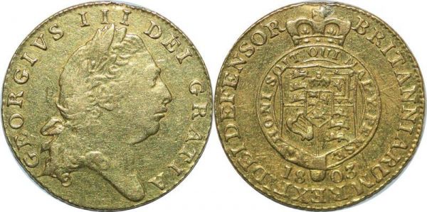 United Kingdom 1/2 Guinea George III 1803 Or Gold