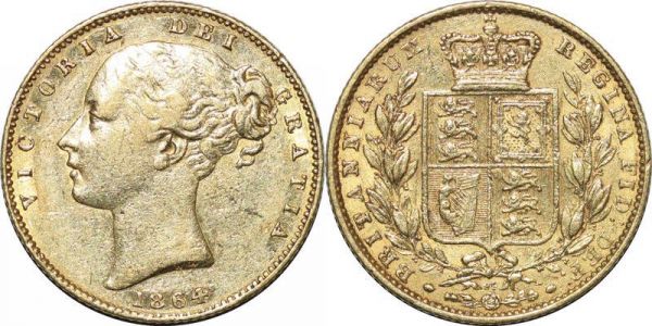 United Kingdom Sovereign Victoria 1864 Or Gold 