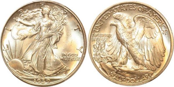 United States Half Dollar 50 Cents 1939 San Francisco PCGS MS66 Silver