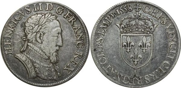 France Teston Henri II Frappe Moulin 1558 A Paris Silver 