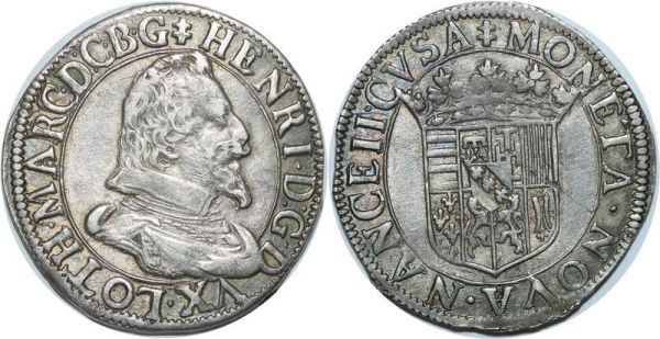 France Teston Henri II Lothringen Gennetaire Nancy var. MARC 1608-1624 Silver