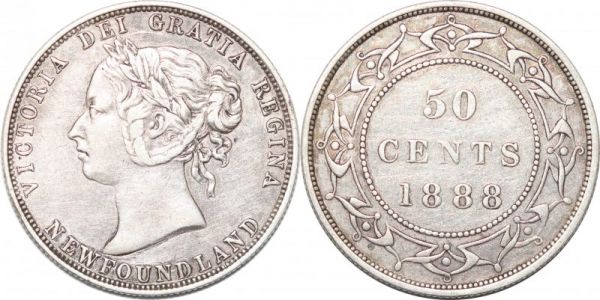 Canada Newfoundland X50 Cents Victoria 1888 Silver