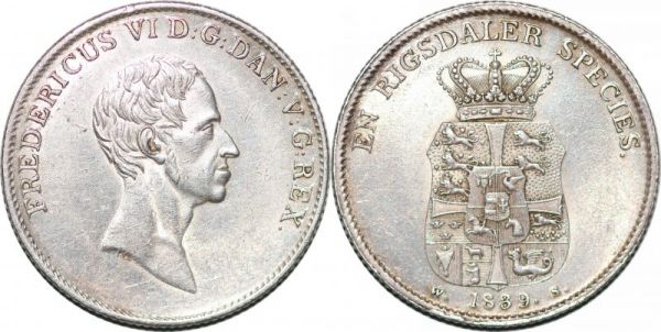 Denmark Friedrich VI 1808-1839 Rigsdaler 1829 FF Altona Silver AU 