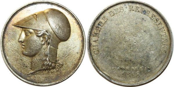 France Medal Louis XVIII Athena Chambre Re. Jeuffroy 1815 Desnoyers Argent