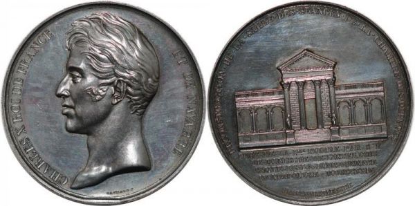 France Médaille Charles X salle Chambre Députés 1829 De Joly Desnoyers SUP