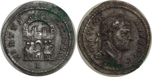 Roman coin Maximien Hercule Argenteus 295-297 D Lyon Virtvs Militvm