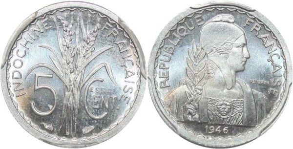 French Indochina Indochina 5 centimes Essai 1946 PCGS SP66