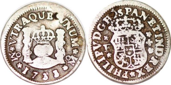 Mexico Scarce Philip V 1/2 Real 1733  F Silver 