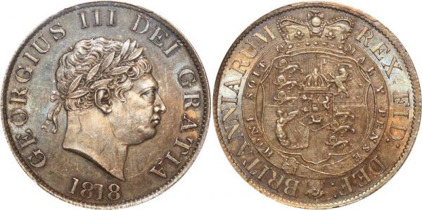 United Kingdom Scarce Half Crown George III 1818 silver PCGS MS63