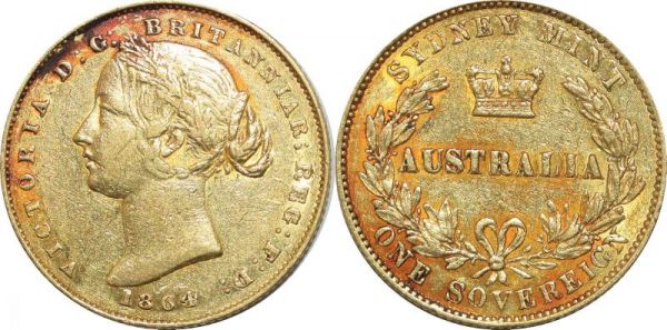 Extra - Australia Sovereign Victoria 1864 Sydney Or Gold XF -> Make offer