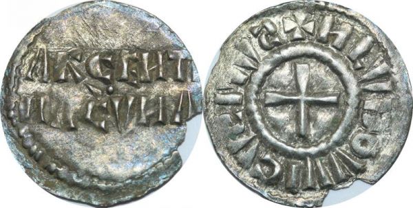 Extra - France Denier Louis IV 899-911 Strasbourg Silver AU